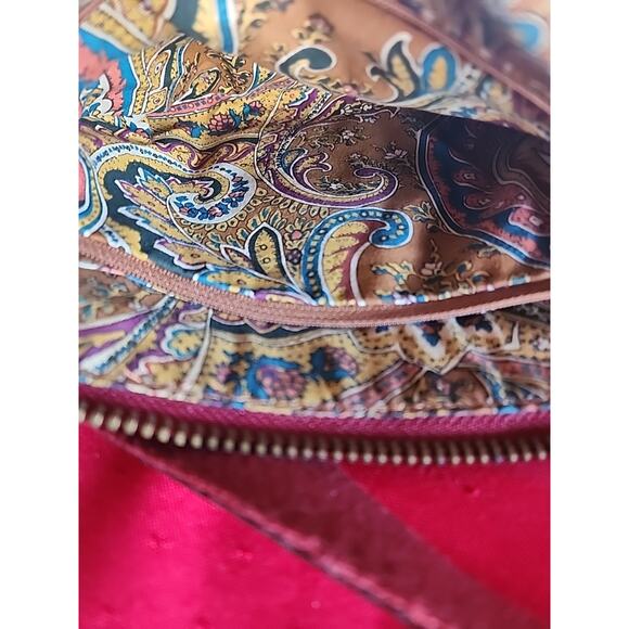 Fossil Red Leather Purse Cognac Fabric Lining Key Fob 8-9 Inch Drop 3 Pockets - Picture 16 of 16